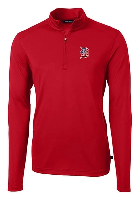 Cutter and Buck Detroit Tigers Mens Red Americana Virtue Eco Pique Big Tall Qtr Zip