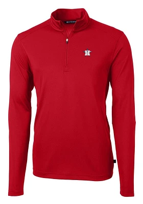 Cutter and Buck Houston Astros Mens Red Americana Virtue Eco Pique Big Tall Qtr Zip