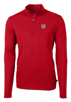 Cutter and Buck Milwaukee Brewers Mens Red Americana Virtue Eco Pique Big Tall Qtr Zip