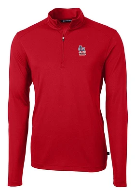 Cutter and Buck St Louis Cardinals Mens Red Americana Virtue Eco Pique Big Tall Qtr Zip