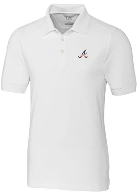 Cutter and Buck Atlanta Braves White Stars Stripes Advantage Pique Big Tall Polo
