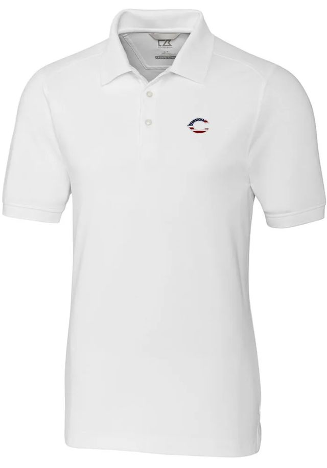 Cutter and Buck Cincinnati Reds Mens White Advantage Pique Big Tall Polos Shirt