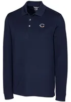 Cutter and Buck Cincinnati Reds Mens Navy Blue Advantage Pique Long Sleeve Big Tall Polos Sh..