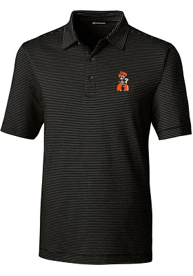 Cutter and Buck Oklahoma State Cowboys Mens Black Forge Pencil Stripe Design Short Sleeve Polo