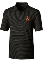 Cutter and Buck Oklahoma State Cowboys Mens Black Forge Pencil Stripe Design Short Sleeve Polo
