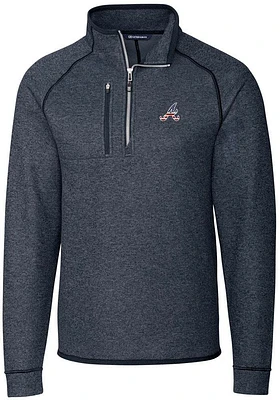 Cutter and Buck Atlanta Braves Mens Navy Blue Mainsail Sweater Big Tall Qtr Zip