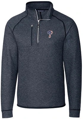 Cutter and Buck Philadelphia Phillies Mens Navy Blue Mainsail Sweater Big Tall Qtr Zip