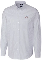 Cutter and Buck Atlanta Braves Mens Light Blue Stretch Oxford Stripe Big Tall Dress Shirt