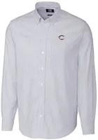 Cutter and Buck Cincinnati Reds Mens Light Blue Stretch Oxford Stripe Big Tall Dress Shirt