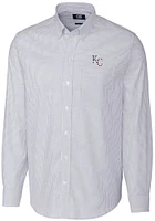 Cutter and Buck Kansas City Royals Mens Light Blue Stretch Oxford Stripe Big Tall Dress Shir..