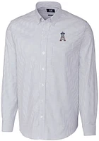 Cutter and Buck Los Angeles Angels Mens Light Blue Stretch Oxford Stripe Big Tall Dress Shir..