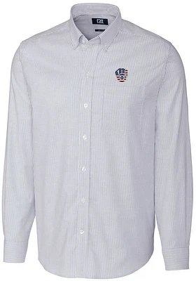 Cutter and Buck Milwaukee Brewers Mens Light Blue Stretch Oxford Stripe Big Tall Dress Shirt