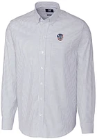 Cutter and Buck Milwaukee Brewers Mens Light Blue Stretch Oxford Stripe Big Tall Dress Shirt