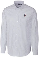 Cutter and Buck Pittsburgh Pirates Mens Light Blue Stretch Oxford Stripe Big Tall Dress Shir..