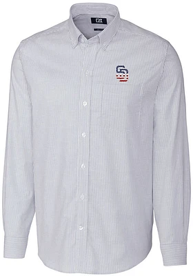Cutter and Buck San Diego Padres Mens Light Blue Stretch Oxford Stripe Big Tall Dress Shirt