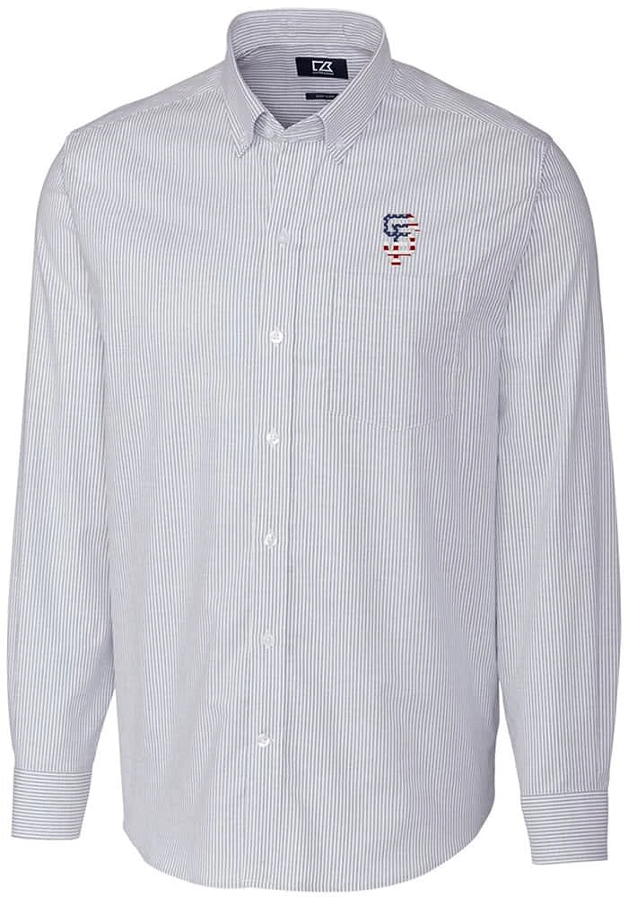 Cutter and Buck San Francisco Giants Mens Light Blue Stretch Oxford Stripe Big Tall Dress Sh..