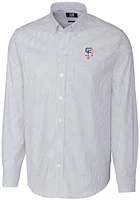 Cutter and Buck San Francisco Giants Mens Light Blue Stretch Oxford Stripe Big Tall Dress Sh..