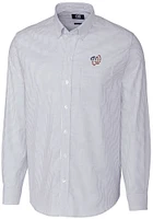 Cutter and Buck Washington Nationals Mens Light Blue Stretch Oxford Stripe Big Tall Dress Sh..