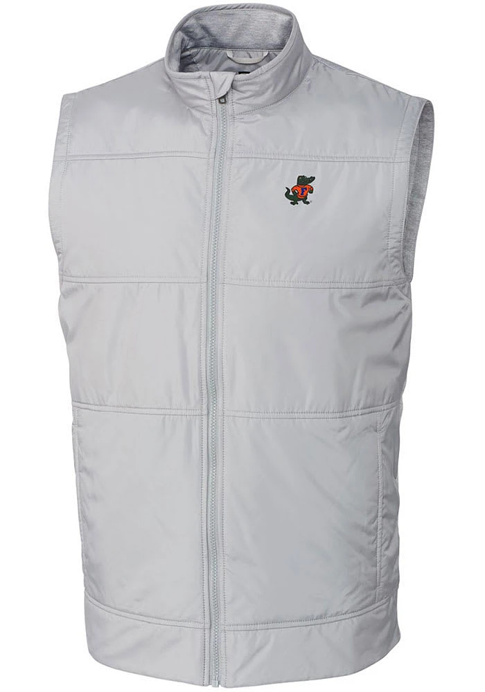 Cutter and Buck Florida Gators Mens Grey Stealth Hybrid Quilted Vest Big Tall
