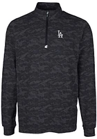 Cutter and Buck Los Angeles Dodgers Mens Black Traverse Camo Print Stretch Long Sleeve Qtr Zip Pul..
