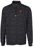 Cutter and Buck San Francisco Giants Mens Black Traverse Camo Print Stretch Long Sleeve Qtr Zip Pu..