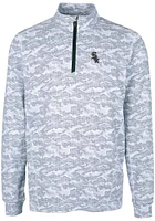 Cutter and Buck Chicago White Sox Mens Charcoal Traverse Camo Print Stretch Long Sleeve Qtr Zip Pu..