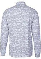 Cutter and Buck Cincinnati Reds Mens Charcoal Traverse Camo Print Stretch Long Sleeve Qtr Zip Pu..