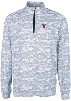 Cutter and Buck Cleveland Guardians Mens Charcoal Traverse Camo Print Stretch Long Sleeve Qtr Zip..