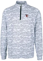 Cutter and Buck Cleveland Guardians Mens Charcoal Traverse Camo Print Stretch Long Sleeve Qtr Zip..