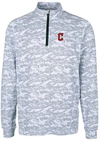 Cutter and Buck Cleveland Guardians Mens Charcoal Traverse Camo C Logo Long Sleeve Qtr Zip Pullo..