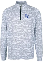 Cutter and Buck Kansas City Royals Mens Charcoal Traverse Camo Print Stretch Long Sleeve Qtr Zip P..