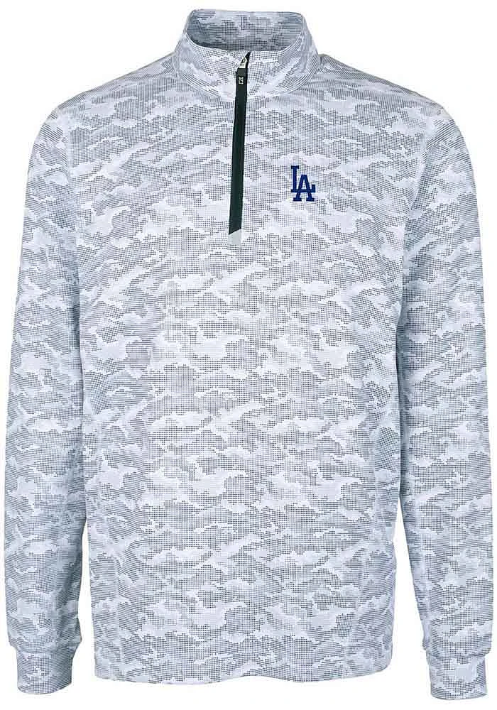 Cutter and Buck Los Angeles Dodgers Mens Charcoal Traverse Camo Print Stretch Long Sleeve Qtr Zip..