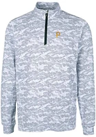 Cutter and Buck Pittsburgh Pirates Mens Charcoal Traverse Camo Print Stretch Long Sleeve Qtr Zip P..