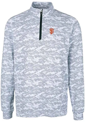 Cutter and Buck San Francisco Giants Mens Charcoal Traverse Camo Print Stretch Long Sleeve Qtr Zip..