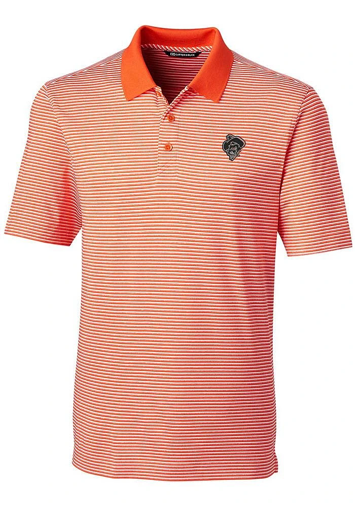 Cutter and Buck Oklahoma State Cowboys Mens Orange Forge Tonal Stripe Style Short Sleeve Polo