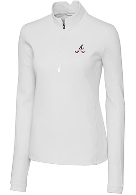 Cutter and Buck Atlanta Braves Womens White Americana Traverse Qtr Zip