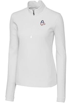 Cutter and Buck Baltimore Orioles Womens White Americana Traverse Qtr Zip