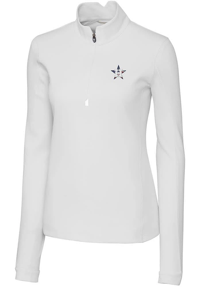 Cutter and Buck Houston Astros Womens White Americana Traverse Qtr Zip