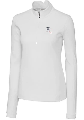 Cutter and Buck Kansas City Royals Womens White Americana Traverse Qtr Zip