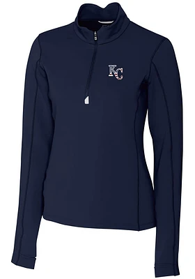 Cutter and Buck Kansas City Royals Womens Navy Blue Americana Traverse Qtr Zip