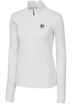Cutter and Buck Miami Marlins Womens White Americana Traverse Qtr Zip