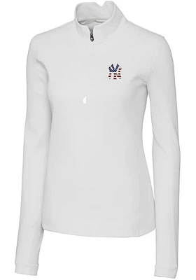 Cutter and Buck New York Yankees Womens White Americana Traverse Qtr Zip