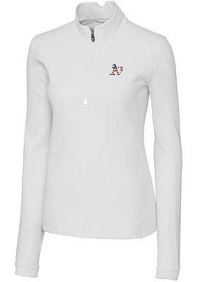 Cutter and Buck Oakland Athletics Womens White Americana Traverse Qtr Zip
