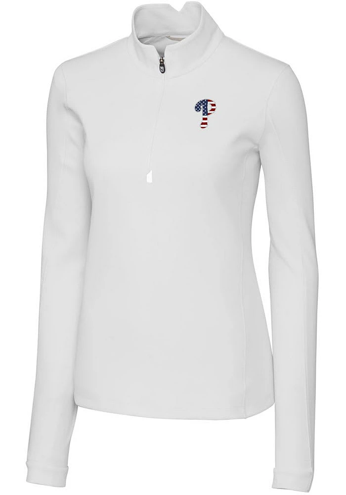 Cutter and Buck Philadelphia Phillies Womens Americana Traverse Qtr Zip