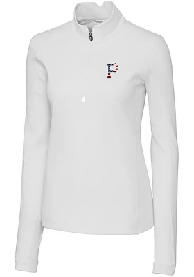 Cutter and Buck Pittsburgh Pirates Womens White Americana Traverse Qtr Zip