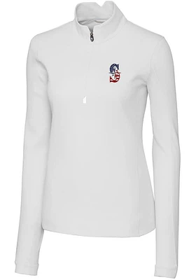 Cutter and Buck Seattle Mariners Womens White Americana Traverse Qtr Zip