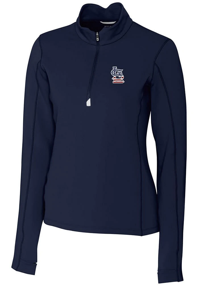 Cutter and Buck St Louis Cardinals Womens Navy Blue Americana Traverse Qtr Zip