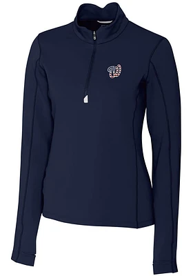 Cutter and Buck Washington Nationals Womens Navy Blue Americana Traverse Qtr Zip