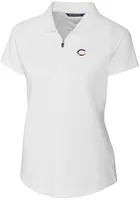 Cutter and Buck Cincinnati Reds Womens White Americana Forge Short Sleeve Polo Shirt