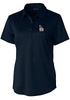 Cutter and Buck Los Angeles Dodgers Womens Navy Blue Prospect Textured Short Sleeve Polo Shirt